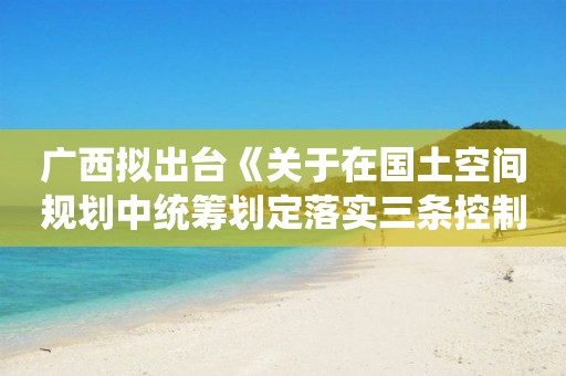 廣西擬出臺(tái)《關(guān)于在國(guó)土空間規(guī)劃中統(tǒng)籌劃定落實(shí)三條控制線的實(shí)施意見(jiàn)》