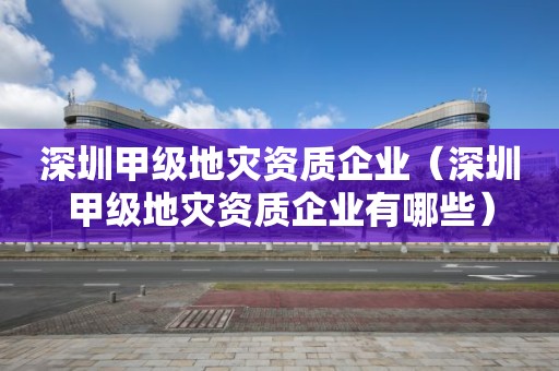 深圳甲級地災資質企業(yè)（深圳甲級地災資質企業(yè)有哪些）