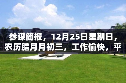 參謀簡報，12月25日星期日，農歷臘月月初三，工作愉快，平安喜樂