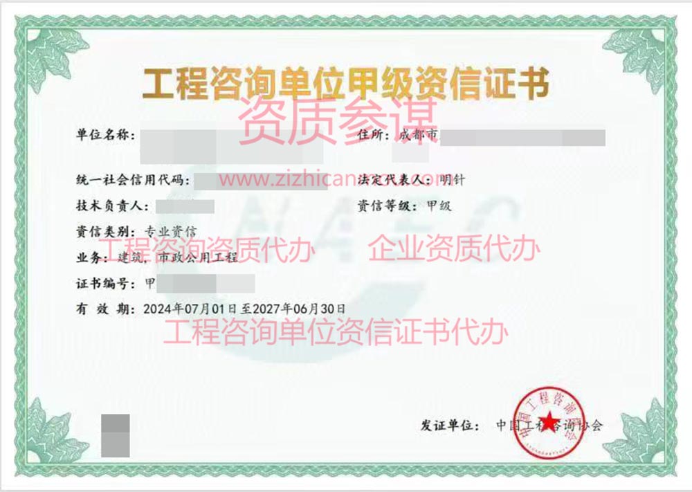 2024年7月四川省甲級(jí)工程咨詢單位資信證書(shū)案例展示-5